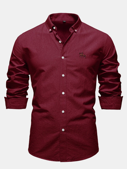 Cowboy Stickerei Baumwolle Oxford Hemd zum Zumknöpfen