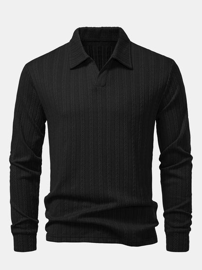 Langarm Jacquard Poloshirt mit Weizenähren-Muster