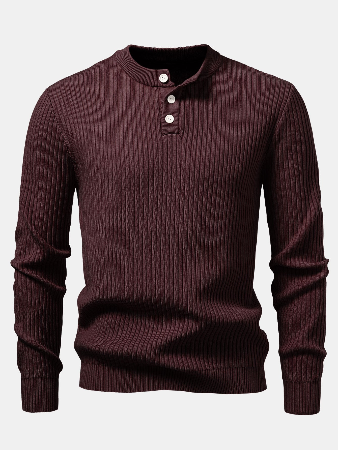Gerippter Pullover mit Henley-Ausschnitt