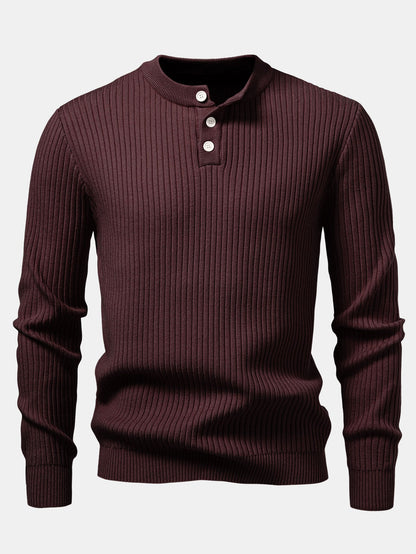 Gerippter Pullover mit Henley-Ausschnitt