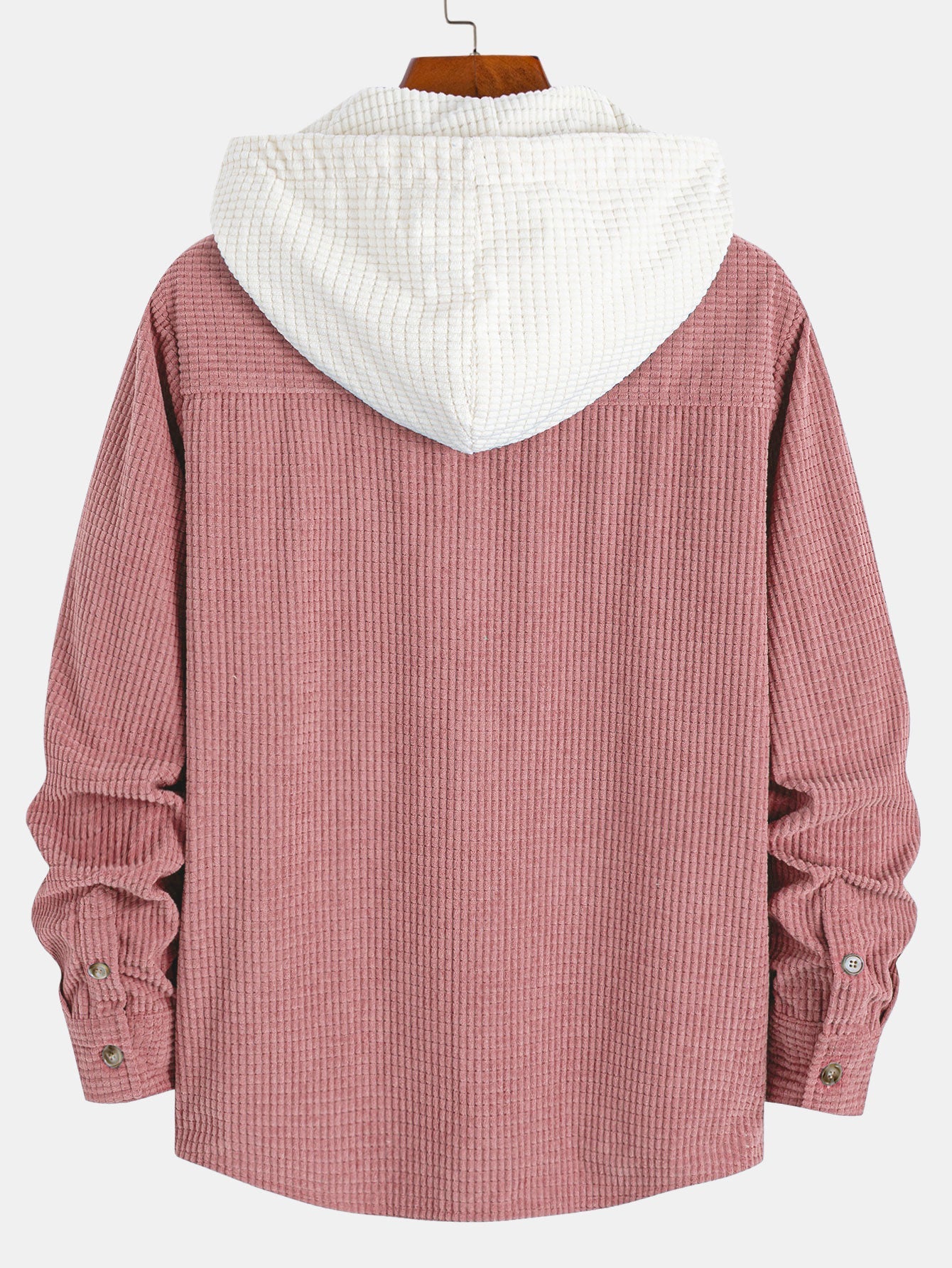 Langärmliges Waffel-Cord-Hemd mit Kontrastkapuze