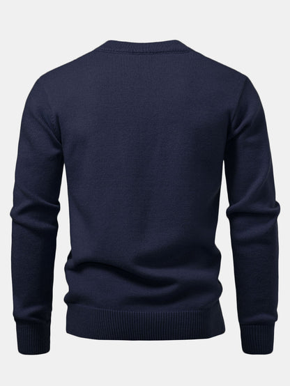 Robuster geometrischer V-Ausschnitt-Jacquard-Pullover