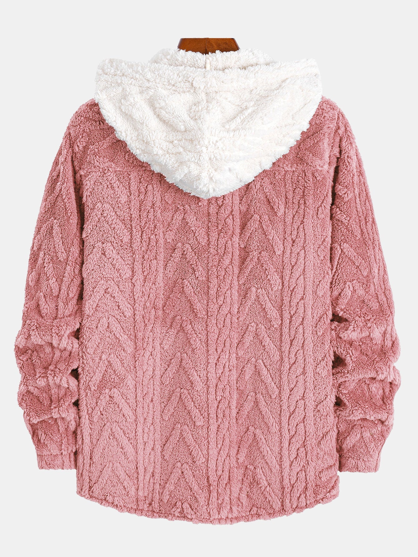 Geometrischer Jacquard Teddy Kapuzenpullover mit Kontrastdetails