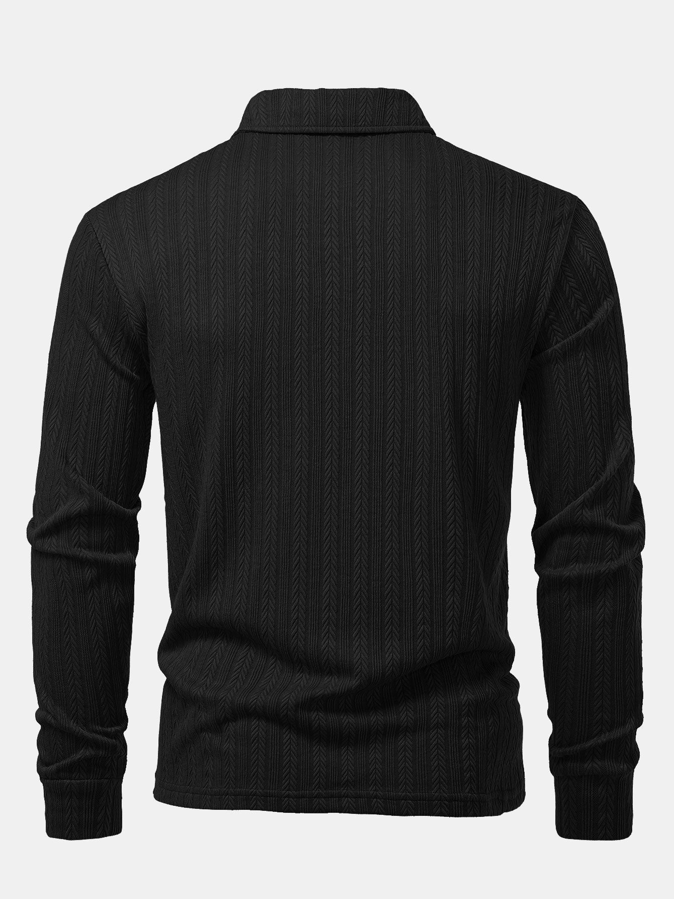 Langarm Jacquard Poloshirt mit Weizenähren-Muster