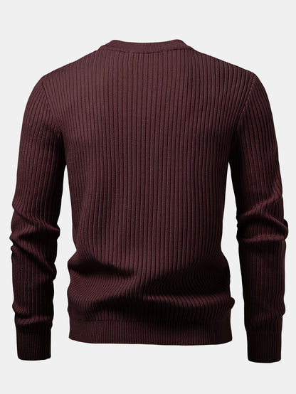 Gerippter Pullover mit Henley-Ausschnitt
