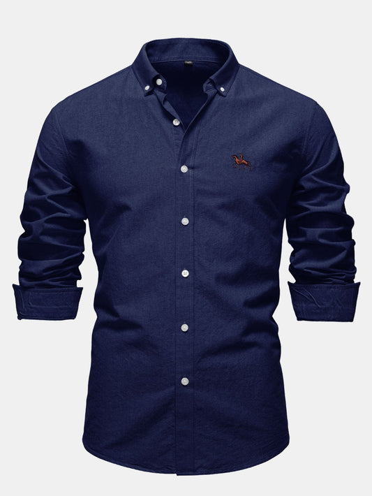 Cowboy Stickerei Baumwolle Oxford Hemd zum Zumknöpfen