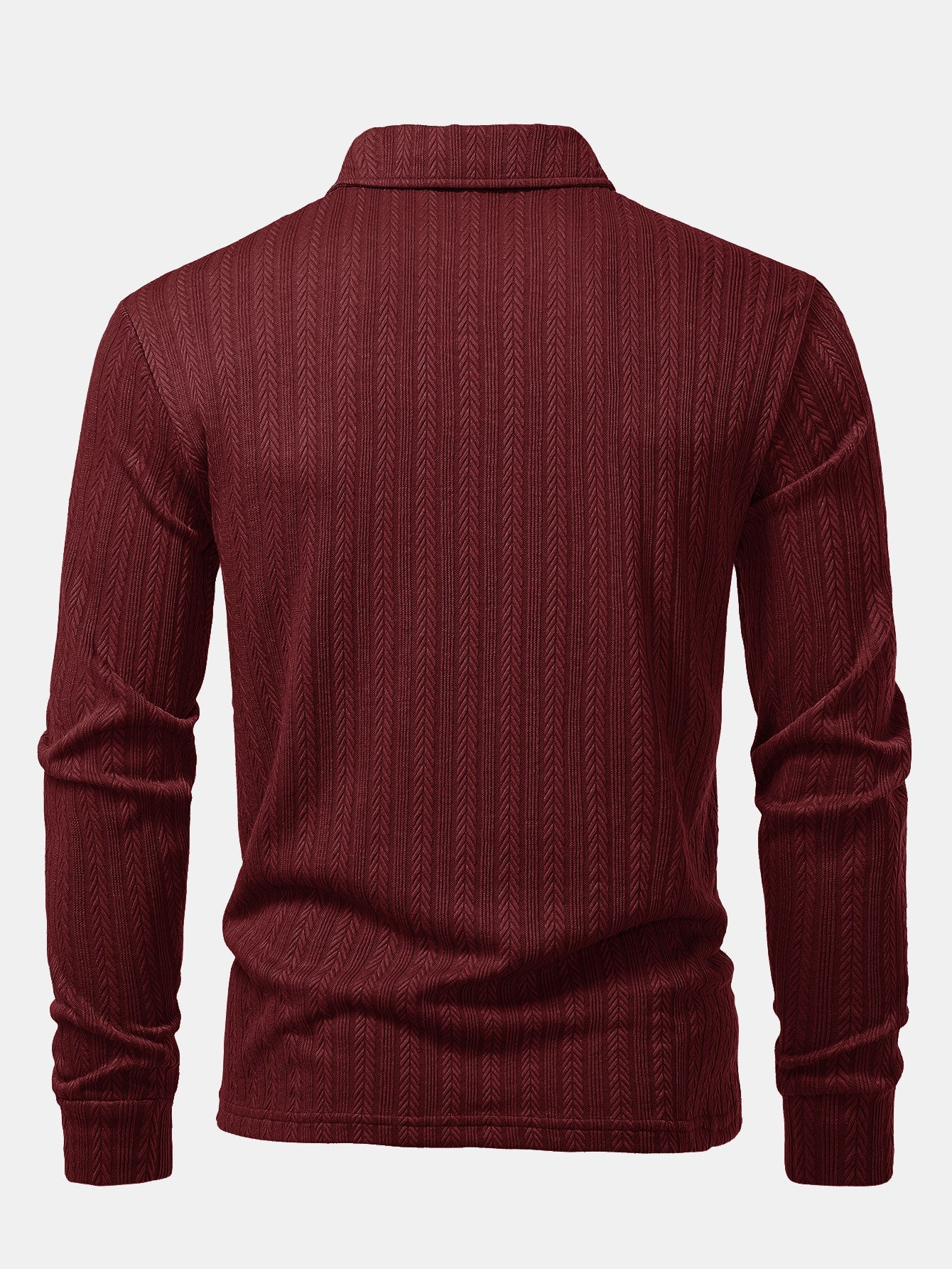 Langarm Jacquard Poloshirt mit Weizenähren-Muster