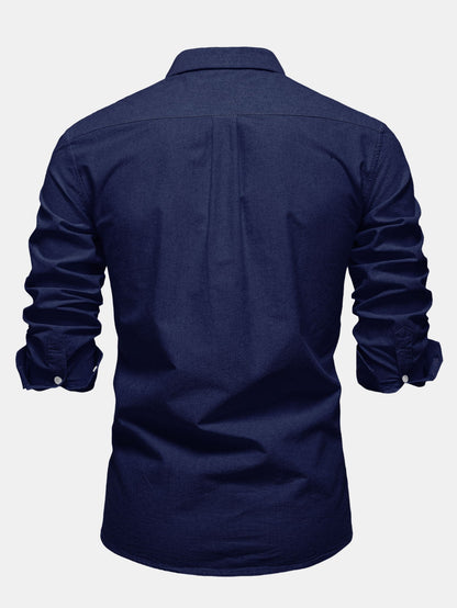 Cowboy-Stickerei Baumwoll-Oxford Hemd mit Knopfleiste