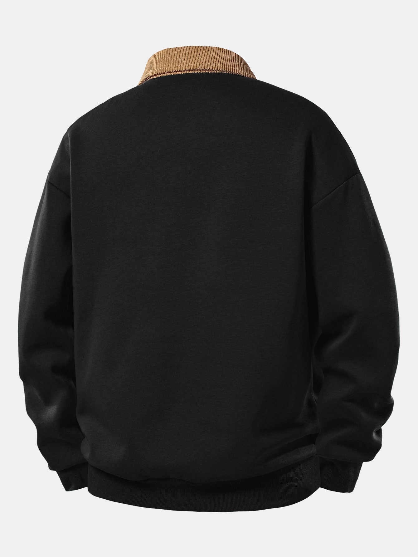 Relax Fit Herren Print Kontrast Corduroy Poloshirts Kragen Sweatshirt