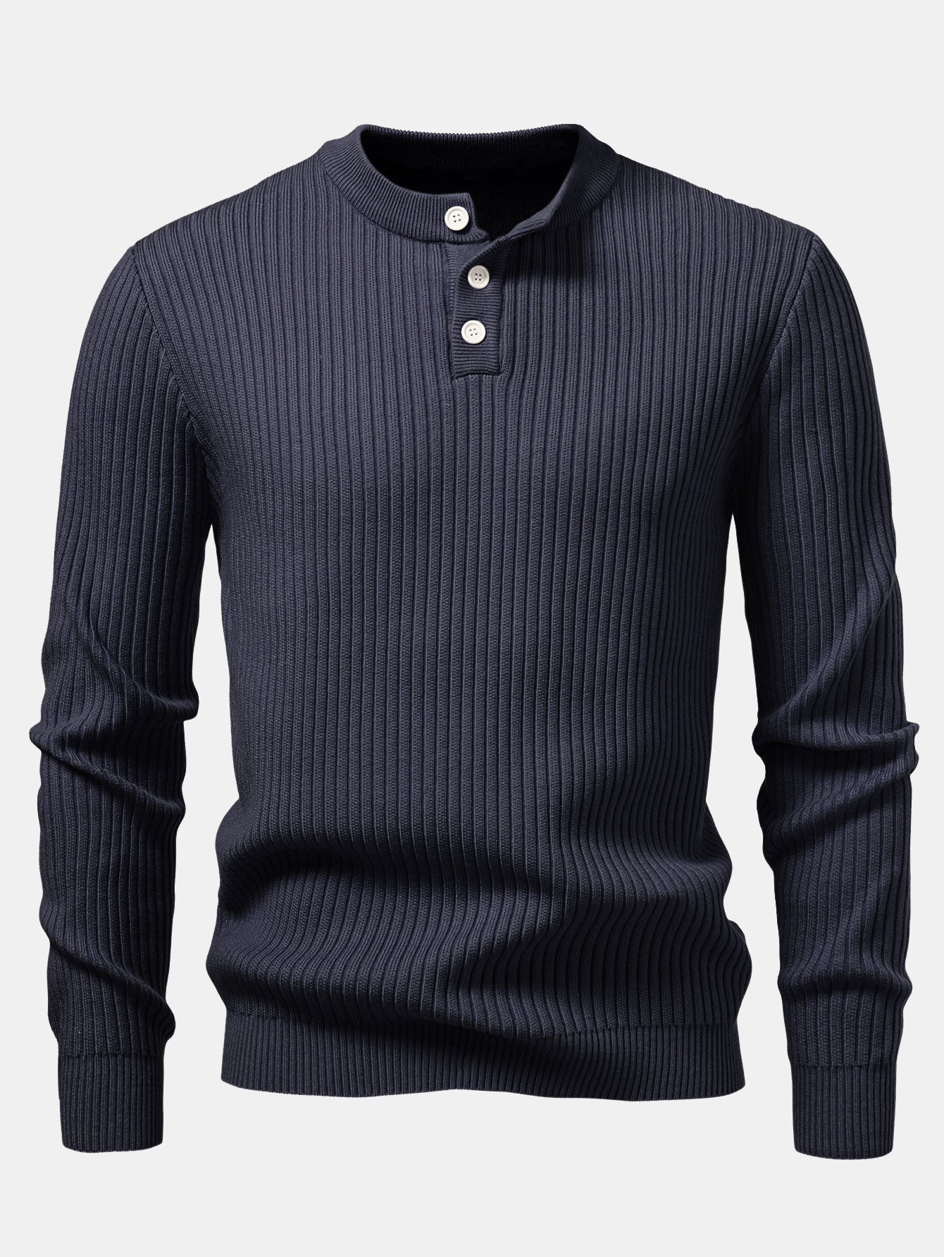Gerippter Pullover mit Henley-Ausschnitt