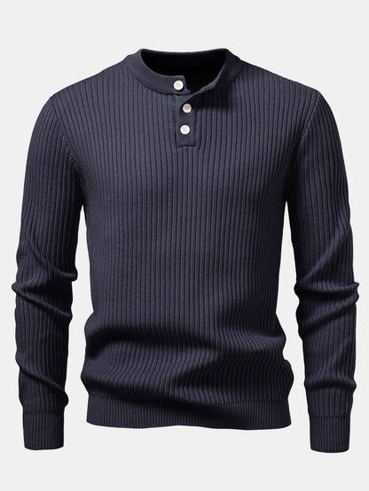 Gerippter Pullover mit Henley-Ausschnitt