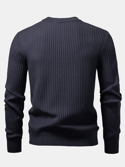 Gerippter Pullover mit Henley-Ausschnitt