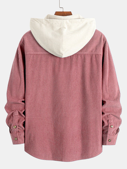 Langarm-Hoodie aus Cord mit kontrastierenden Farben