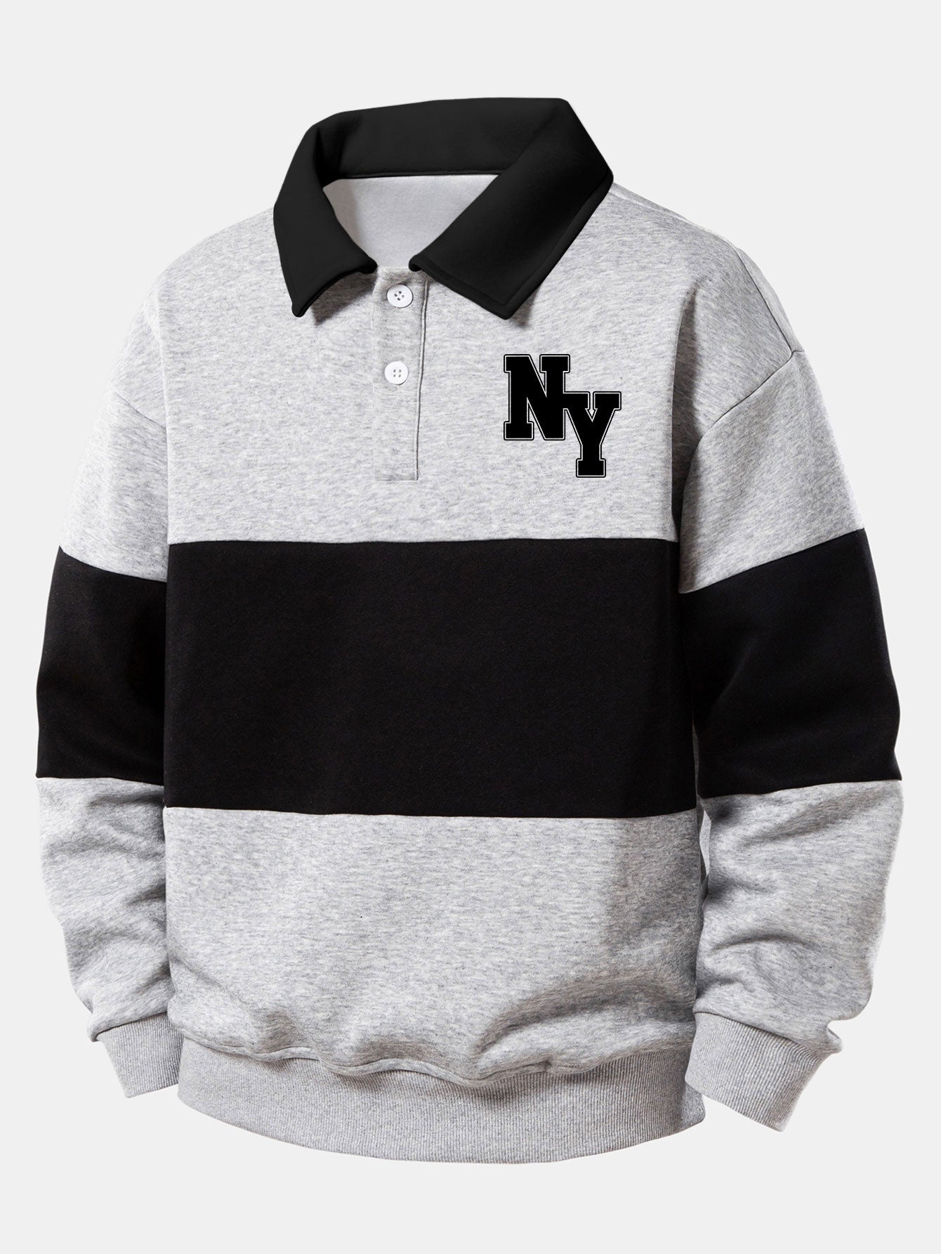 Relaxed Fit NY Print Color Block Polo Sweatshirt