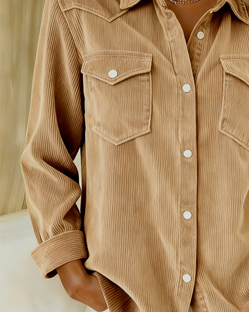 Stutz I Langarmshirt mit Revers und Knopfleiste