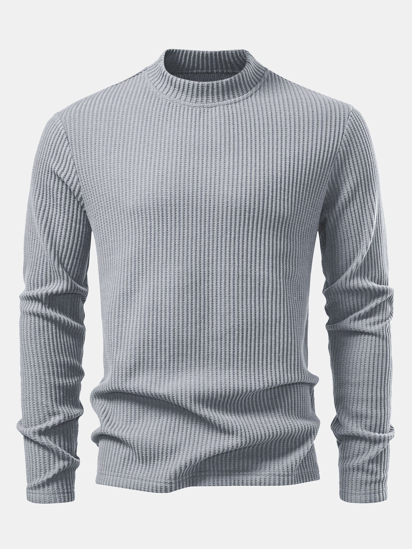 Langarm Waffelshirt mit Stehkragen