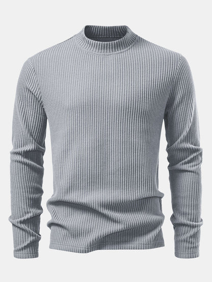 Langarm Waffelshirt mit Stehkragen