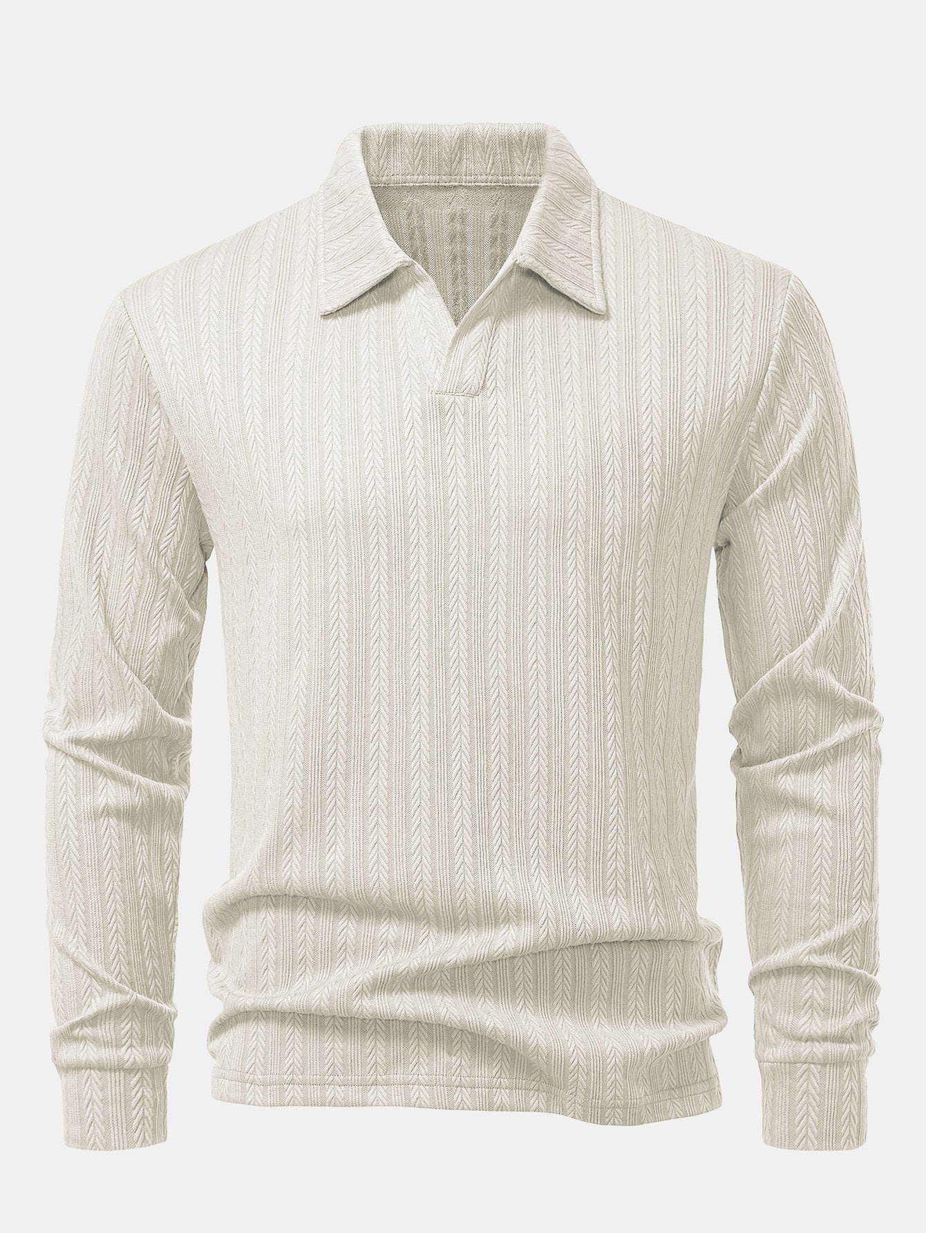 Langarm Jacquard Poloshirt mit Weizenähren-Muster