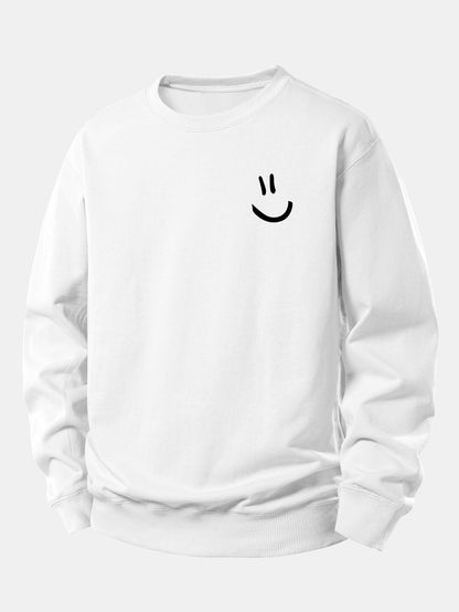 Lockeres Sweatshirt mit Smiley-Gesicht Druck