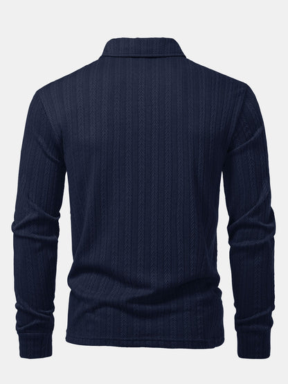 Langarm Weizenähren Jacquard Poloshirts Shirt