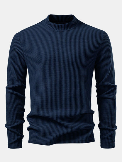 Langarm Waffelshirt mit Stehkragen