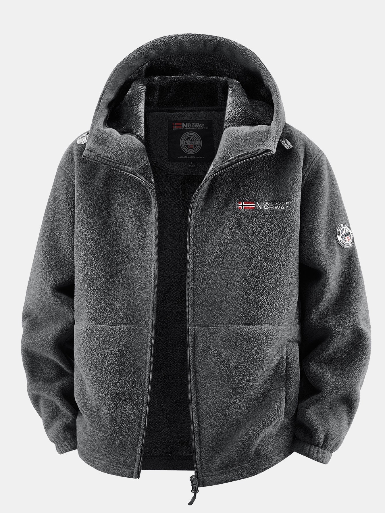 Teddy-Fleece gefütterter Kapuzenmantel aus Polar-Fleece