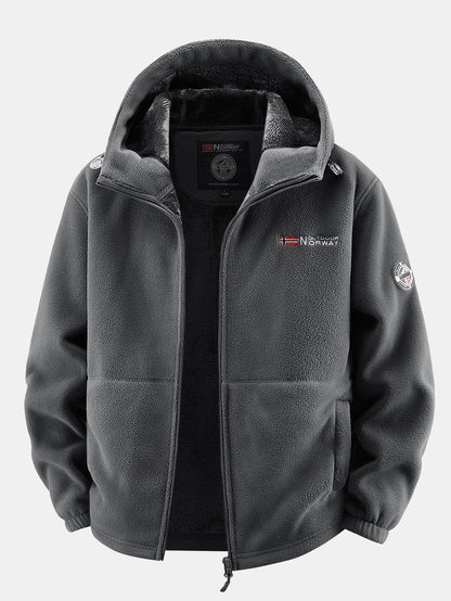 Teddy-Fleece gefütterter Kapuzenmantel aus Polar-Fleece