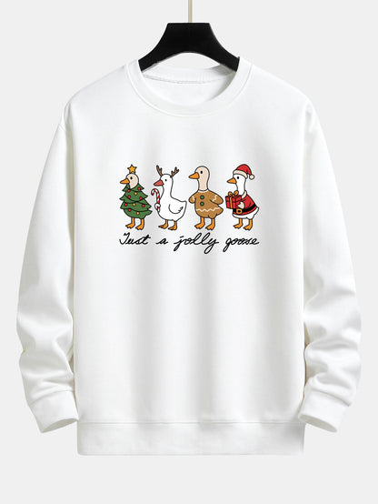 Locker Geschnittenes Sweatshirt mit Weihnachtsente-Print