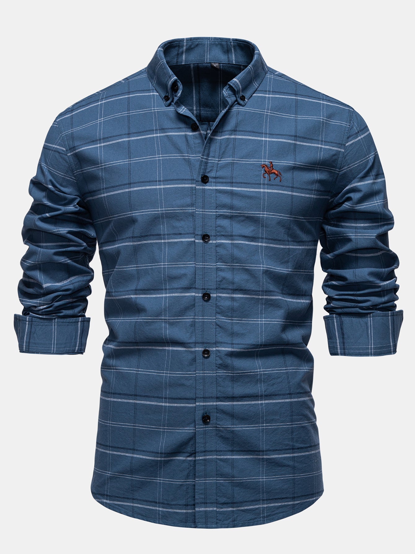 Baumwolle Cowboy Stickerei Kariertes Hemd mit Knöpfen