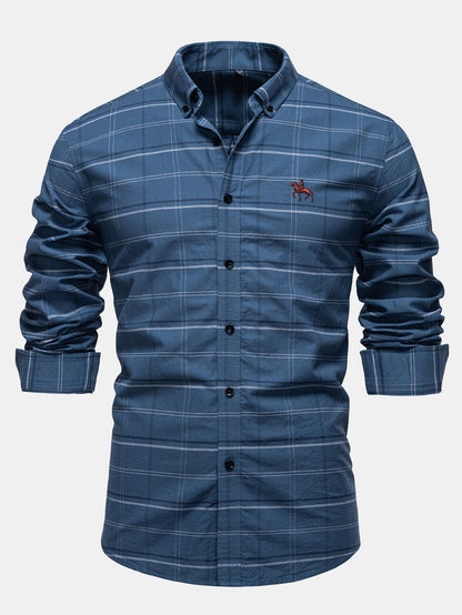 Baumwolle Cowboy Stickerei Kariertes Hemd mit Knöpfen