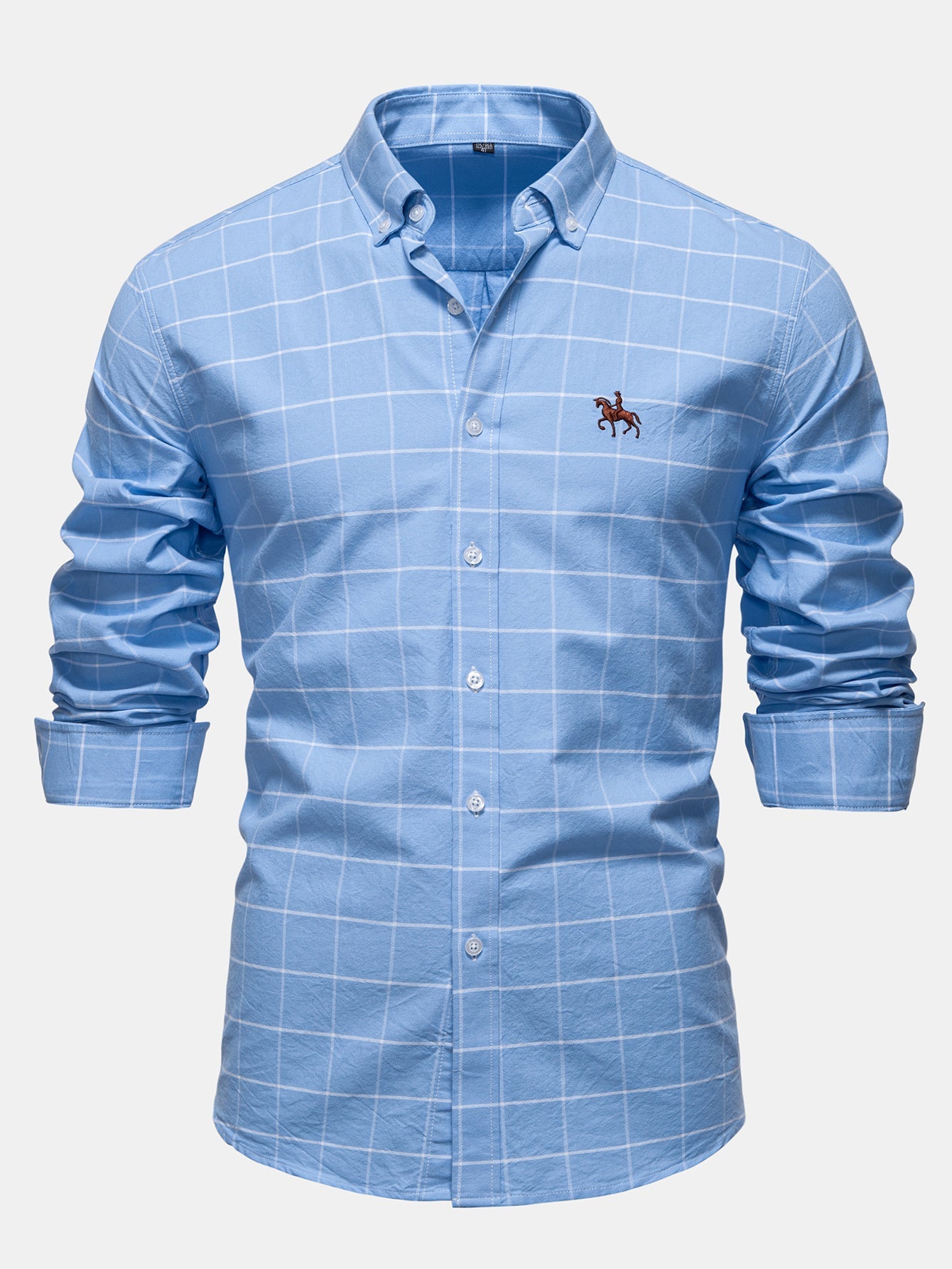 Cowboy Stickerei Baumwolle Kariertes Hemd mit Knöpfen