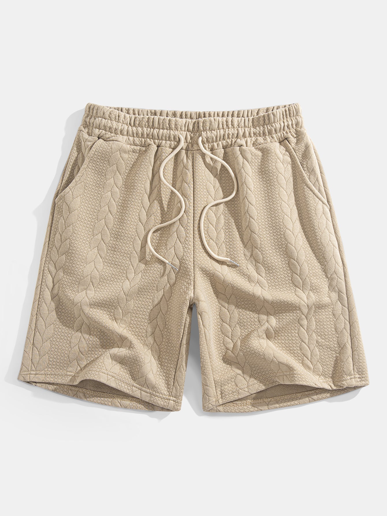 Casual Mid-Length Sleeve Twist Jacquard Tee and Shorts Set