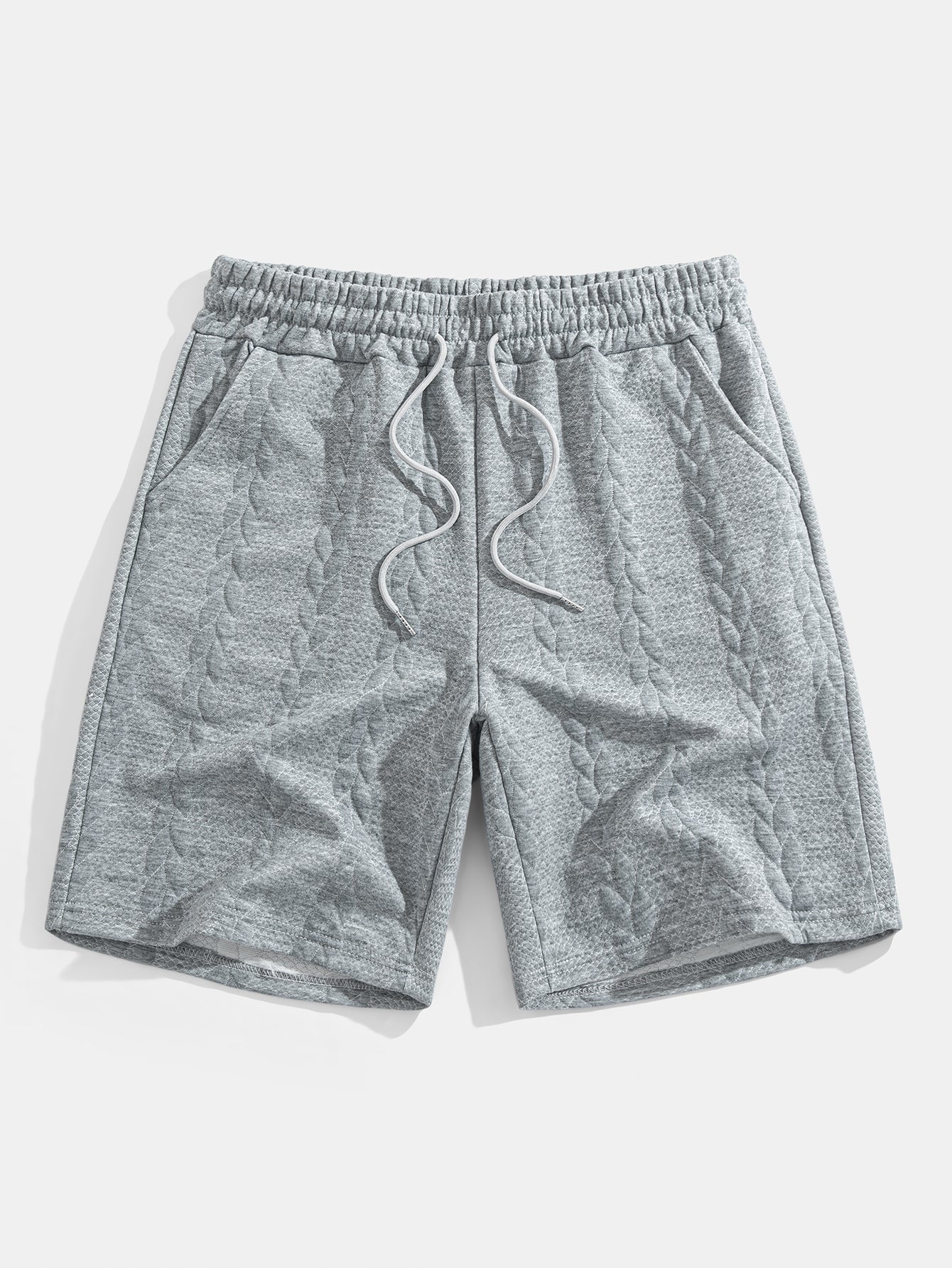 Casual Mid-Length Sleeve Twist Jacquard Tee and Shorts Set