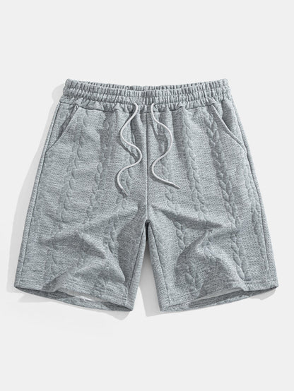 Casual Mid-Length Sleeve Twist Jacquard Tee and Shorts Set