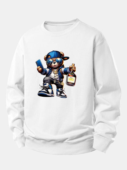 Hip Hop Bär Druck Locker Geschnittenes Sweatshirt