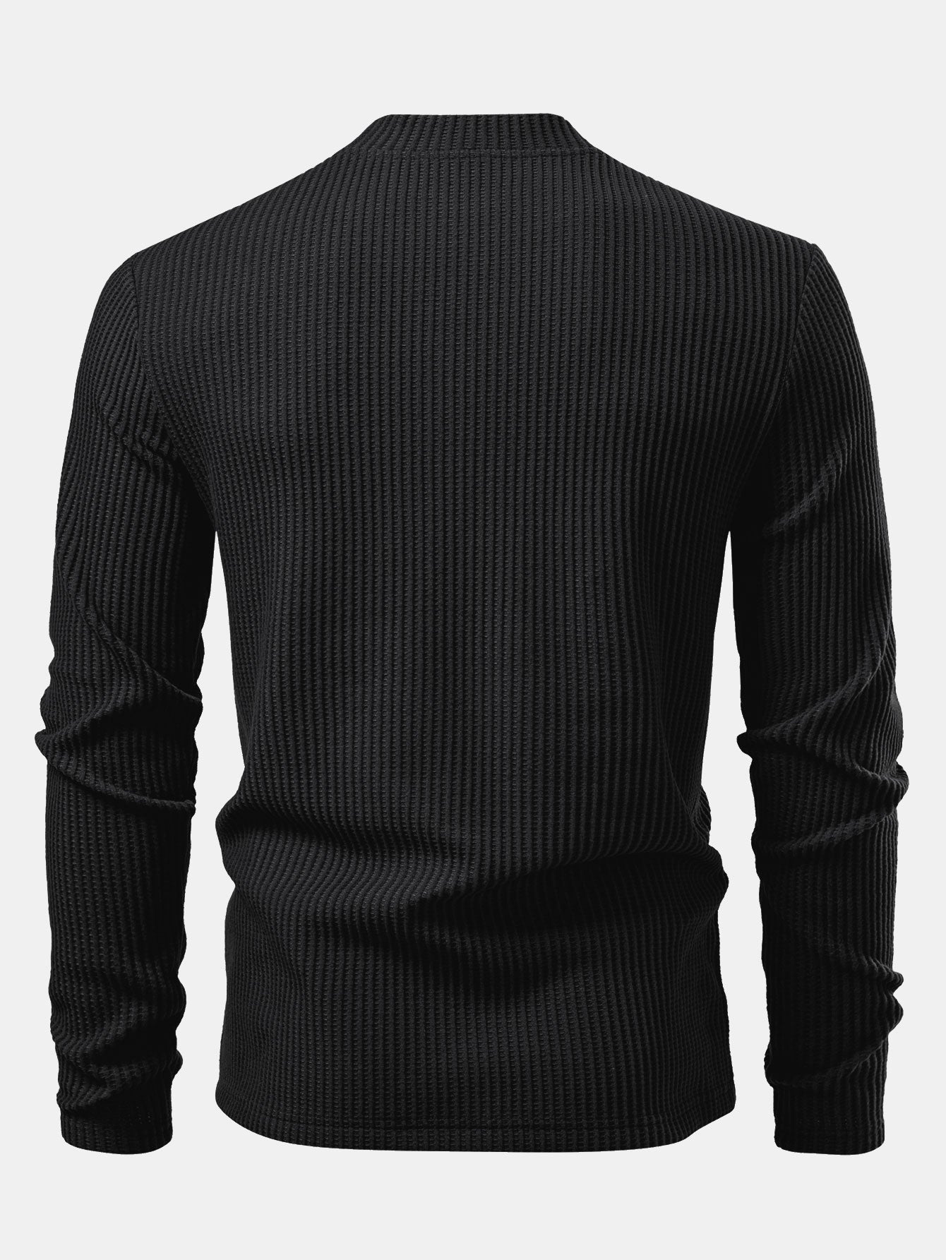 Langarm Waffelshirt mit Stehkragen