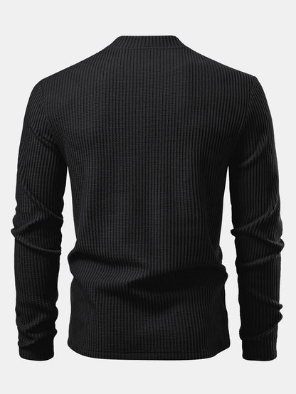 Langarm Waffelshirt mit Stehkragen