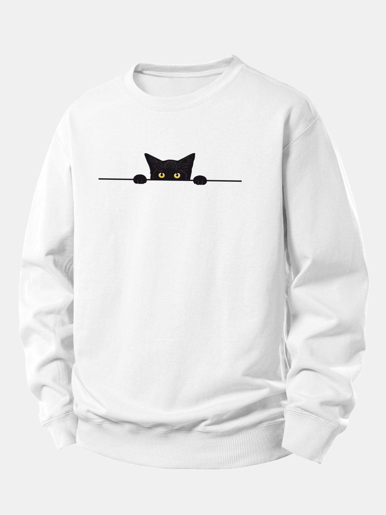 Lockerer Schnitt Sweatshirt mit schwarzem Katzenmotiv