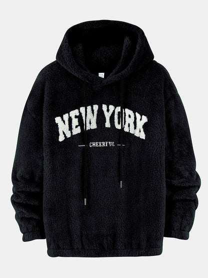 New York Embroidered Teddy Hoodie