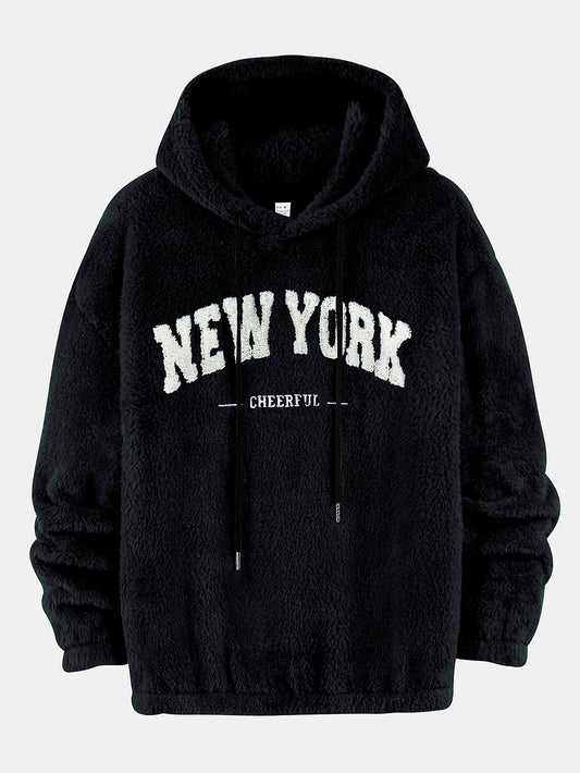 New York Embroidered Teddy Hoodie