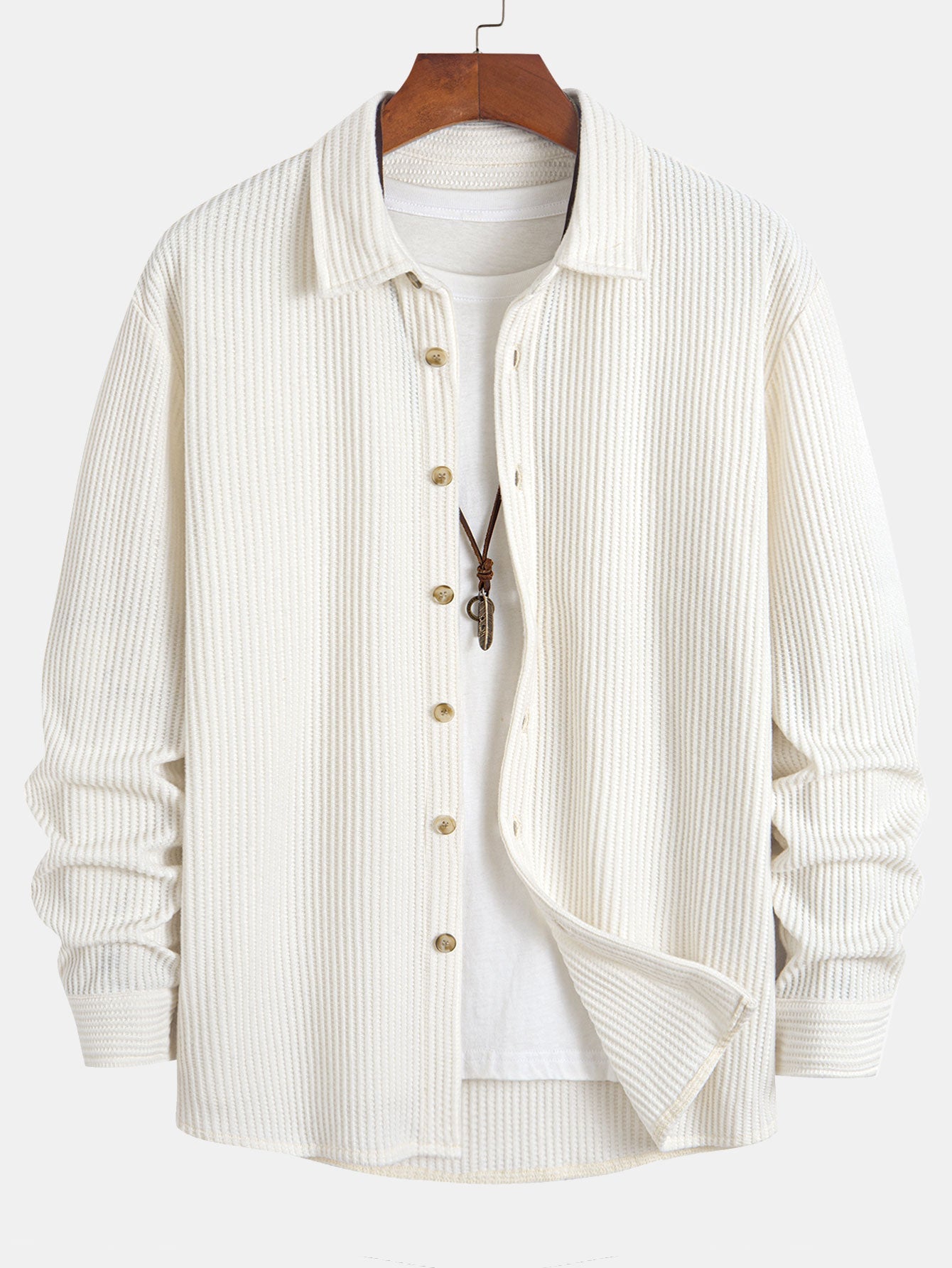 Langärmliges Waffel-Polo mit Knopfverschluss