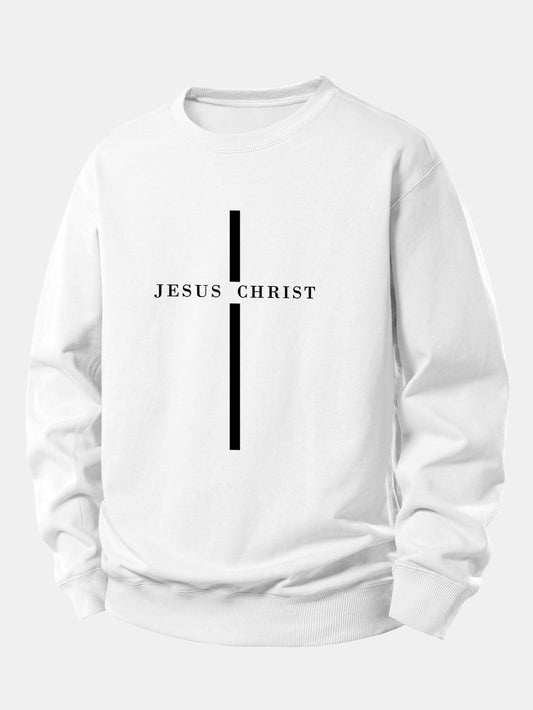 Jesus Christ Streifenmuster Locker sitzendes Sweatshirt
