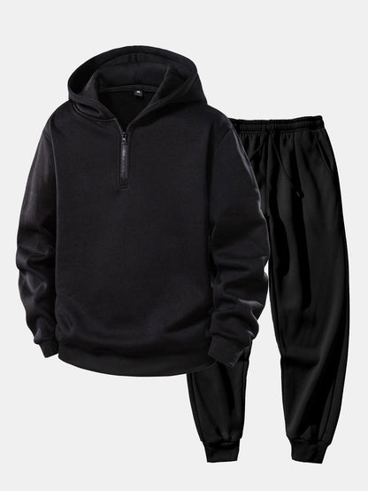 Viertel-Reißverschluss Hoodie und Jogginghose Set
