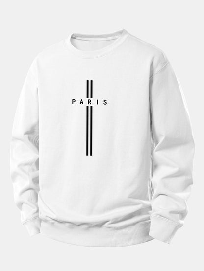 Locker sitzendes Sweatshirt mit Paris-Streifenmuster
