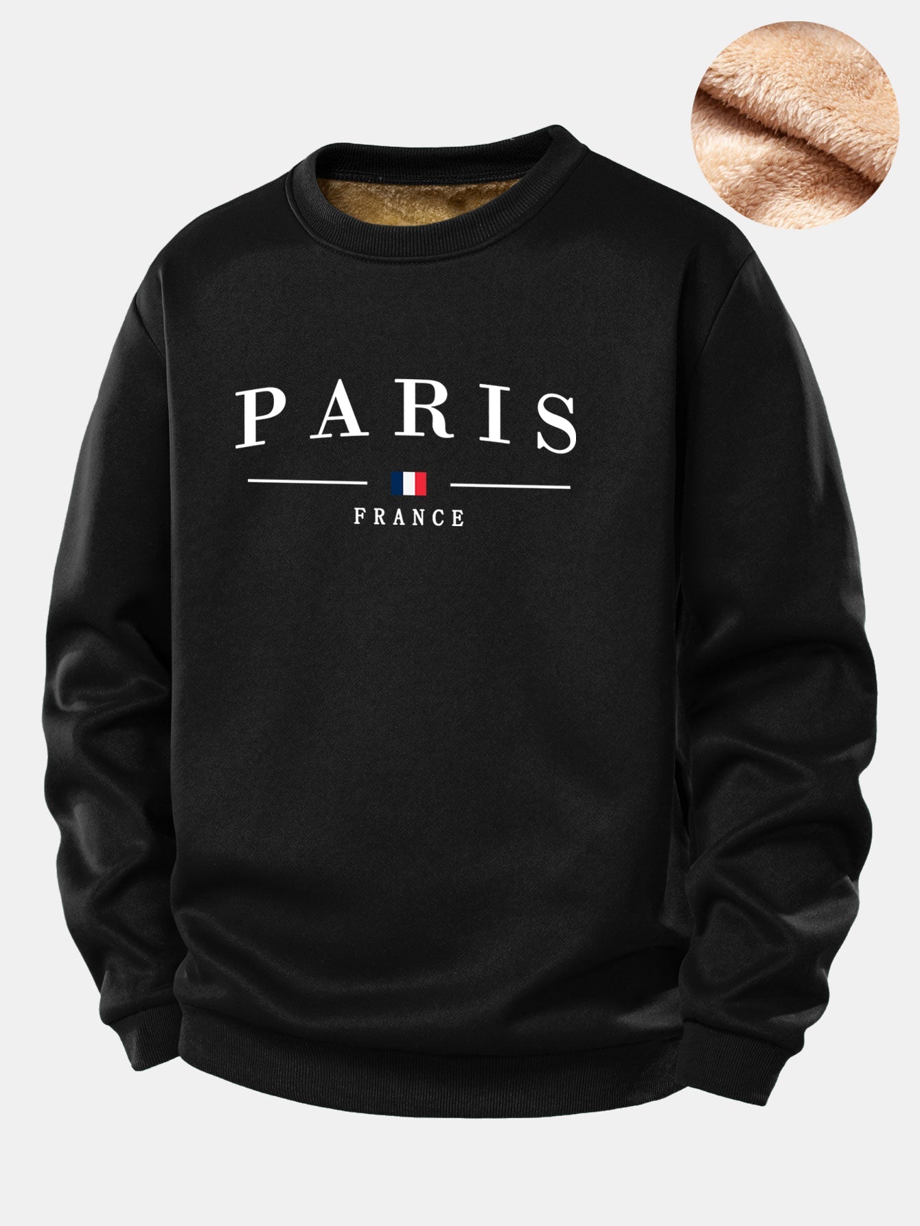 Paris Print Teddy Fleece Gefüttertes Sweatshirt