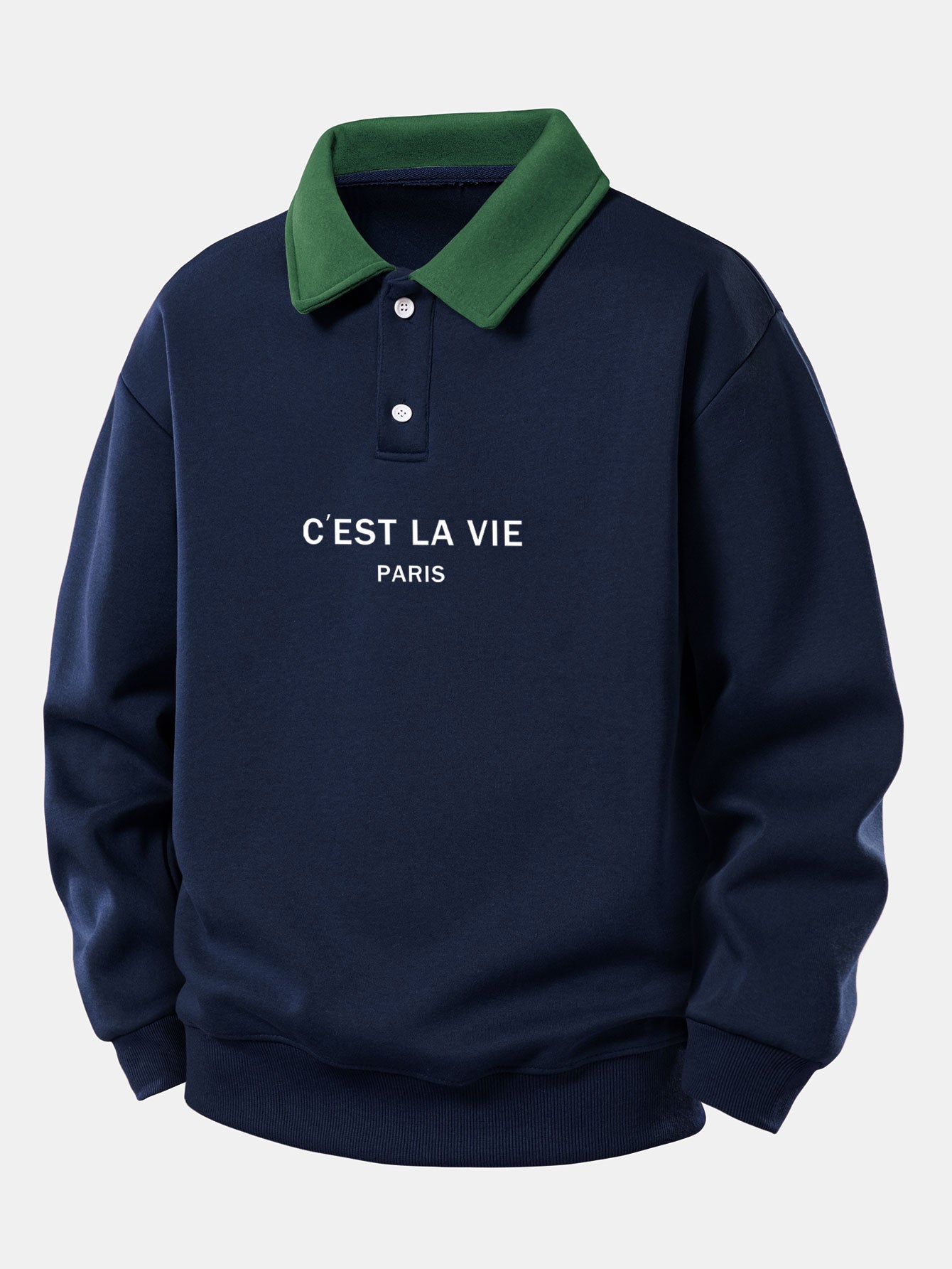 Relax Fit Paris Print Contrast Poloshirts Sweatshirt