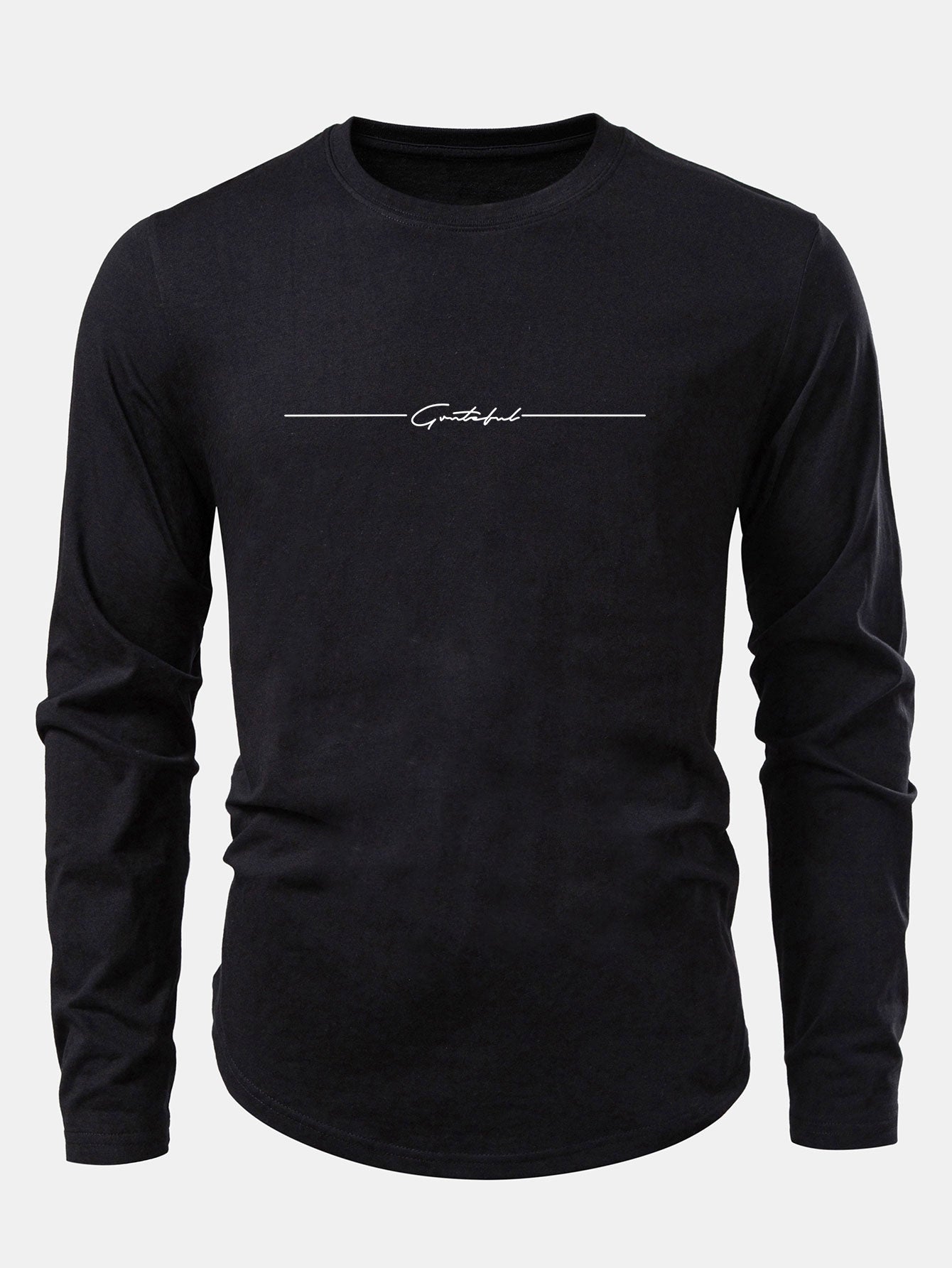 Slogan Druck Baumwolle Bogen Saum T-Shirt