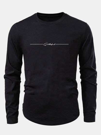 Slogan Druck Baumwolle Bogen Saum T-Shirt