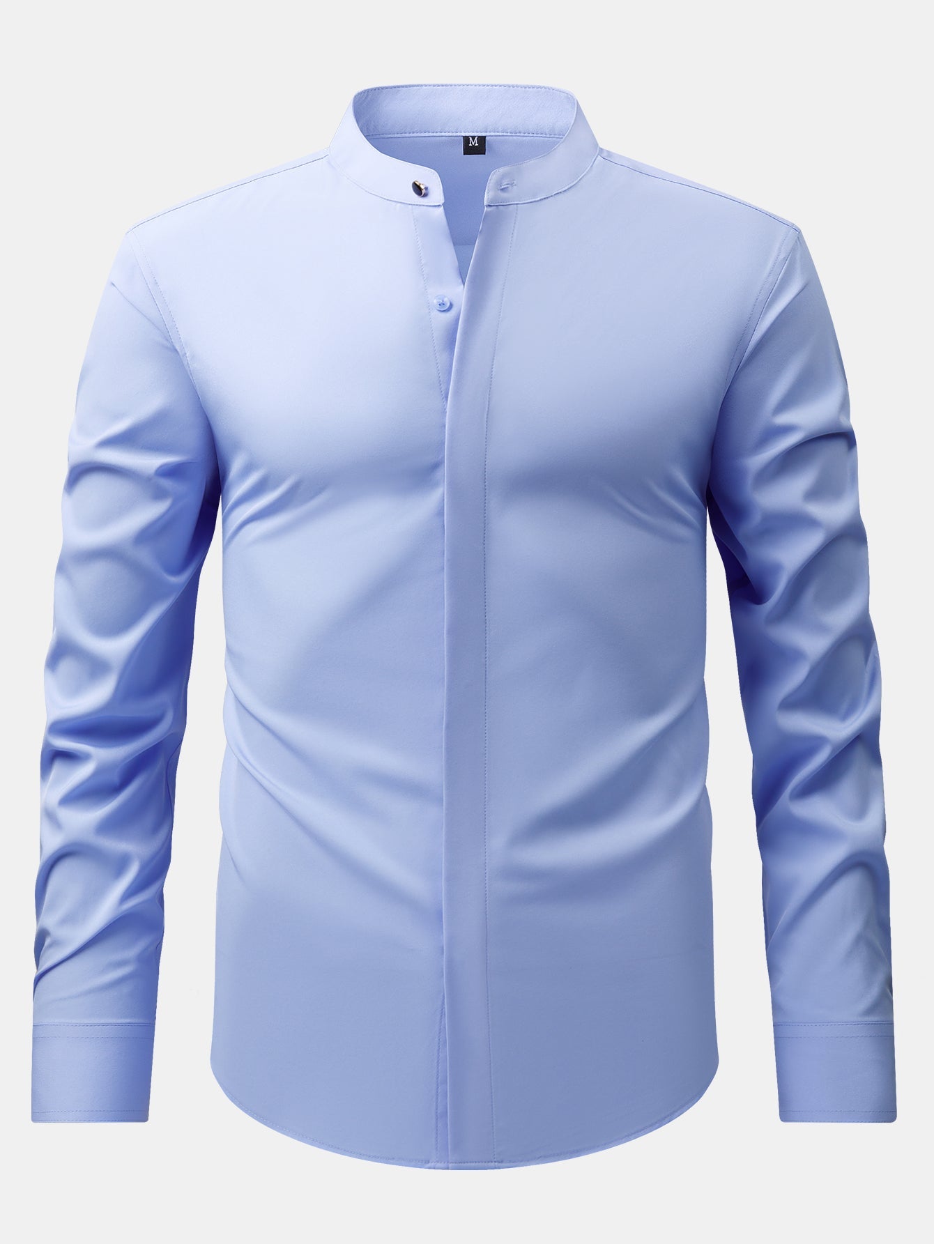 Stehkragenhemd mit verdeckter Knopfleiste und bügelfreier Pflege