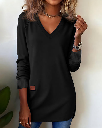 Stutz I Modisches Sweatshirt mit V-Ausschnitt